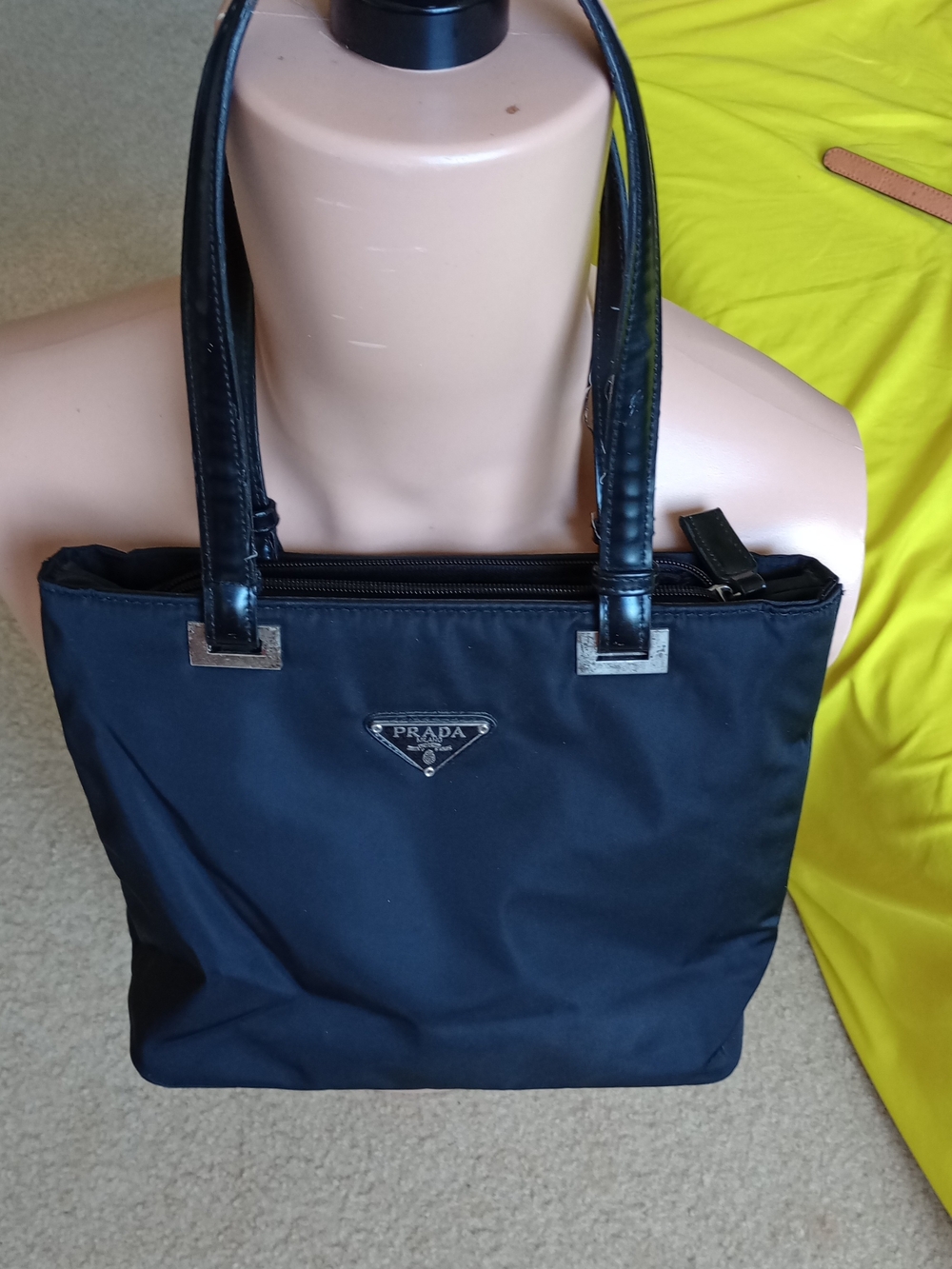 Prada Tessuto black nylon tote bag featuring silver-tone hardware and leather - Picture 1 of 4